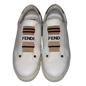Fendi White Rockoclick Slip On Fashion Sneakers Size 40